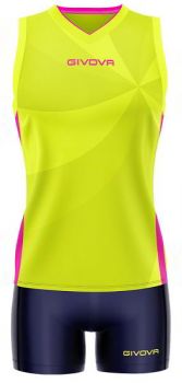 Givova Damen Volleyball Trikot-Set Elica neongelb-pink-blau