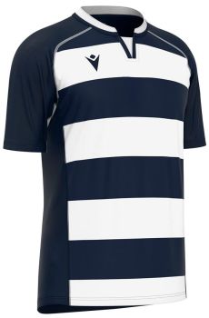 Macron Rugby Trikot Alabaster dunkelblau-weiß gestreift