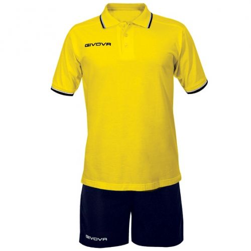 Givova Poloshirt Street gelb mit blauer Hose