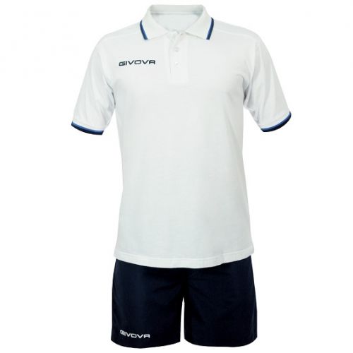 Givova Poloshirt Street weiß mit schwarzer Hose