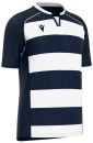 Macron Rugby Trikot Alabaster dunkelblau-weiß gestreift